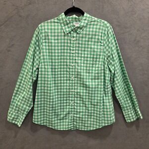J Crew Re-Imagined  Button-Up Shirt Women's XL Gingham Plaid Preppy Cotton